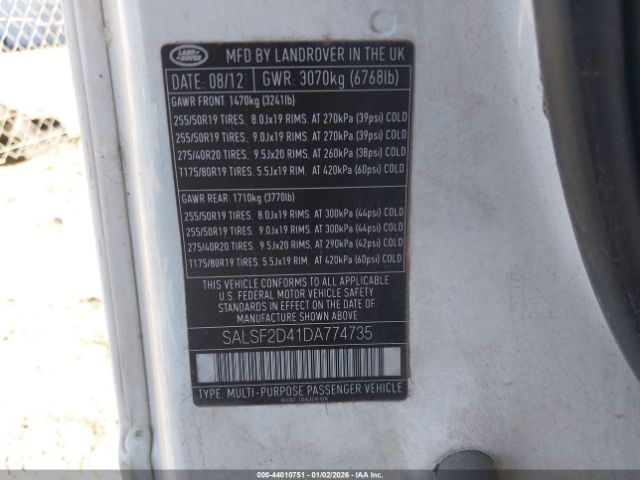 2013 LAND ROVER RANGE ROVER SPORT SALSF2D41DA774735 Photo 8