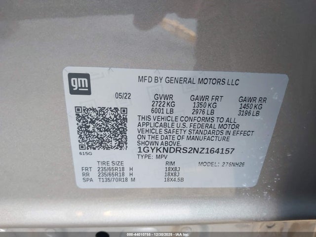 2022 CADILLAC XT5 1GYKNDRS2NZ164157 Photo 8