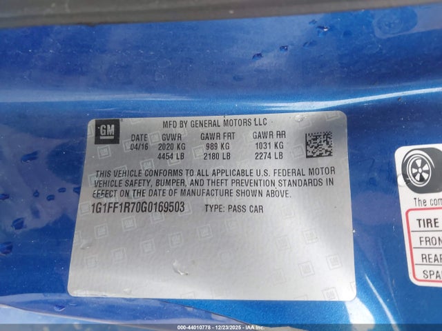 1G1FF1R70G0169503 Chevrolet Camaro 1ss
