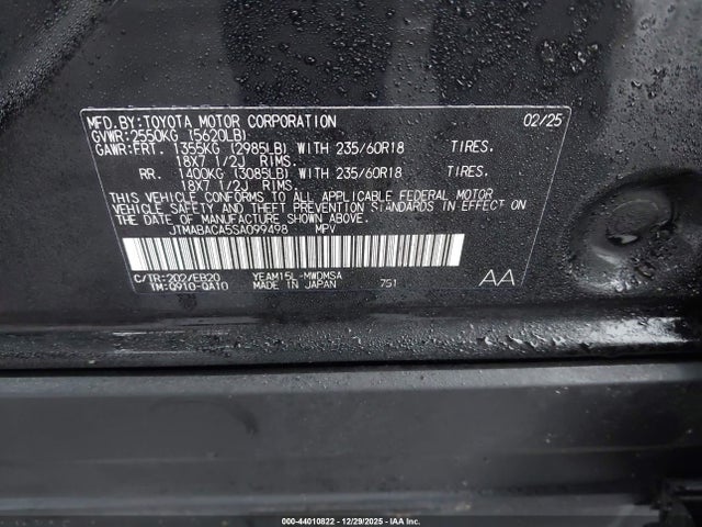 Toyota BZ4X XLE 2025 JTMABACA5SA099498 Image 9