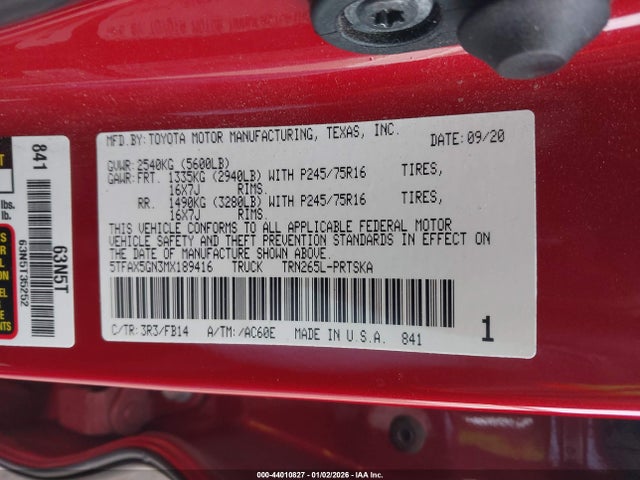 5TFAX5GN3MX189416 Toyota Tacoma Sr