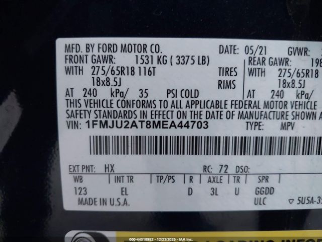 2021 FORD EXPEDITION 1FMJU2AT8MEA44703 Photo 8