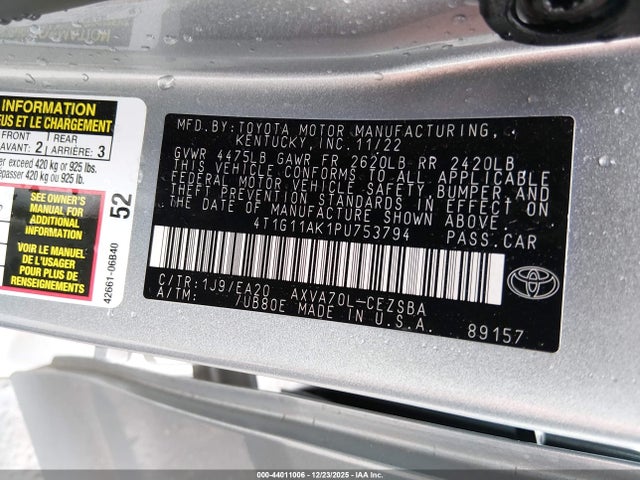 4T1G11AK1PU753794 Toyota CAMRY SE