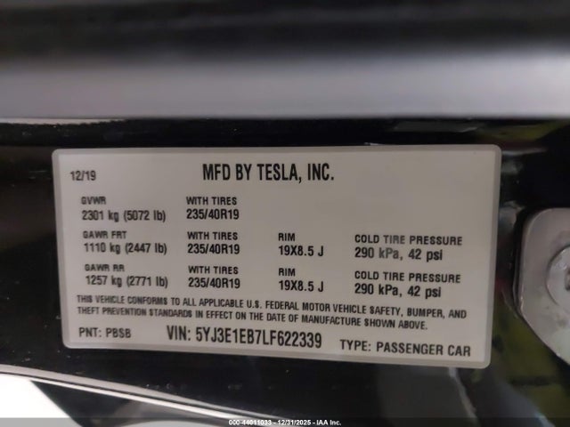 2020 TESLA MODEL 3 5YJ3E1EB7LF622339 Photo 8