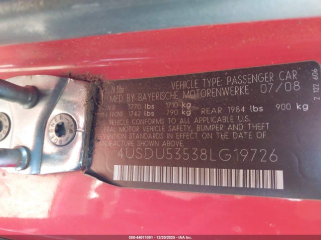 2008 BMW Z4 4USDU53538LG19726 Photo 8