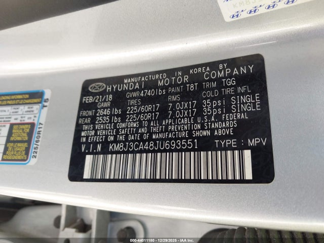 Hyundai TUCSON SEL 2018 KM8J3CA48JU693551 Image 9