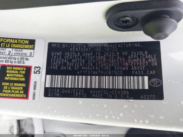 2024 TOYOTA CAMRY HYBRID 4T1T31AK7RU067920 Photo 8