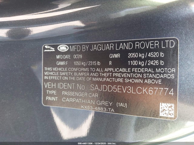 2020 JAGUAR F-TYPE SAJDD5EV3LCK67774 Photo 8