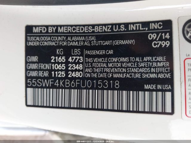 2015 MERCEDES-BENZ C 300 55SWF4KB6FU015318 Photo 8