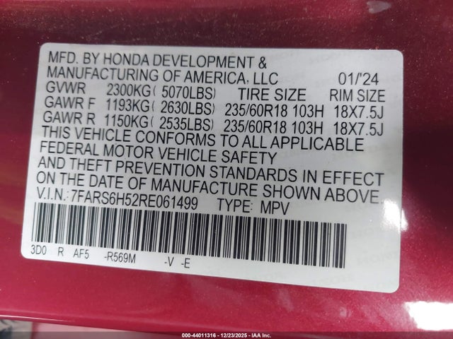 7FARS6H52RE061499 Honda Cr-v Hybrid Sport
