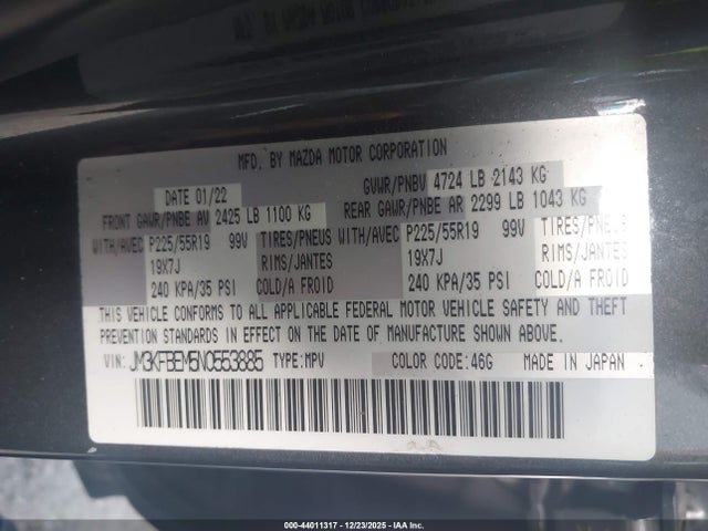 2022 MAZDA CX-5 JM3KFBEM5N0553885 Photo 8