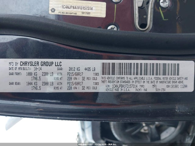 44011327 :رقم المزاد ، 1C4NJPBA1FD157314 vin ، 2015 Jeep Patriot Altitude Edition مزاد بيع