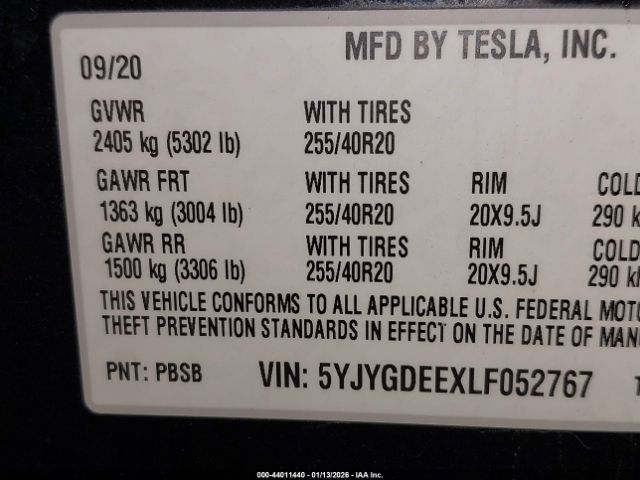 2020 TESLA MODEL Y 5YJYGDEEXLF052767 Photo 8