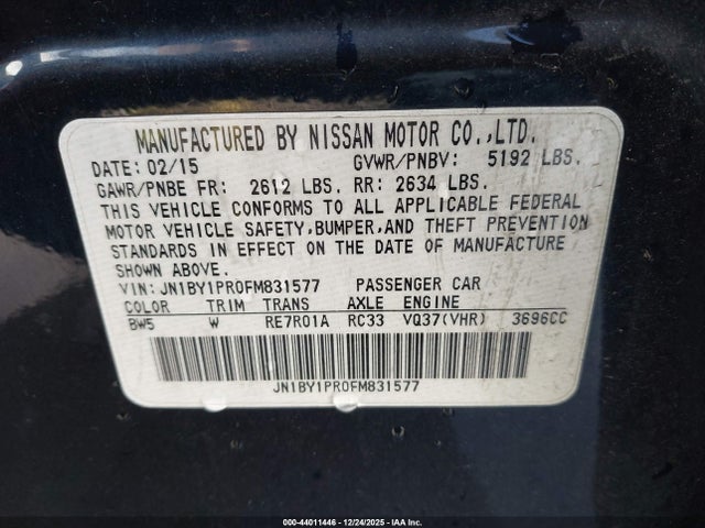 JN1BY1PR0FM831577 Infiniti Q70l 3.7x