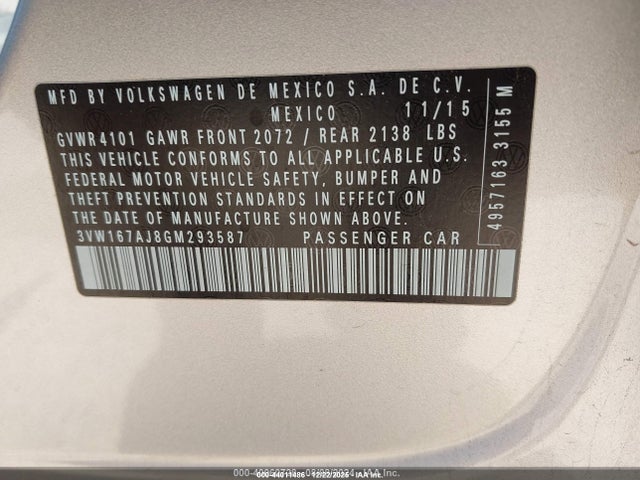 3VW167AJ8GM293587 Volkswagen Jetta 1.4t S