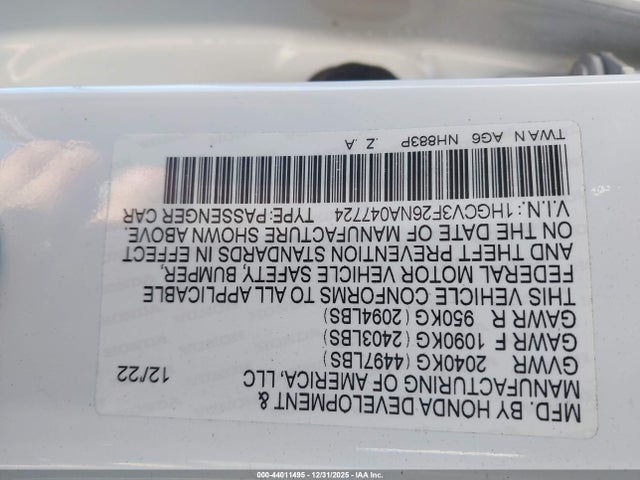 2022 HONDA ACCORD HYBRID 1HGCV3F26NA047724 Photo 8