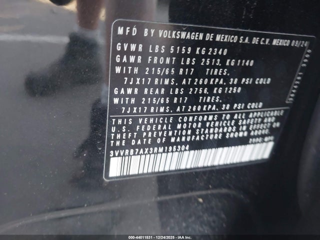 2024 Volkswagen Tiguan 2.0t S მანქანა იყიდება აუქციონზე, vin: 3VVRB7AX3RM195304, აუქციონის ნომერი: 44011531