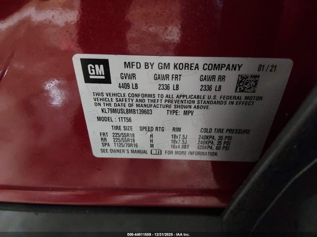 2021 CHEVROLET TRAILBLAZER KL79MUSL8MB139603 Photo 8