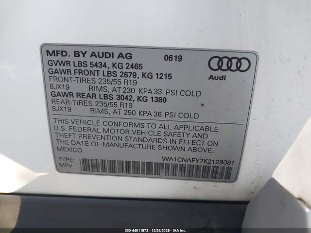 2019 AUDI Q5 WA1CNAFY7K2129081 Photo 8