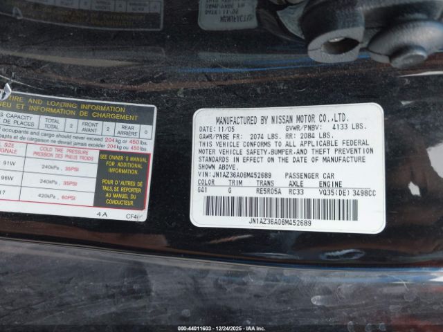 2006 NISSAN 350Z JN1AZ36A06M452689 Photo 8