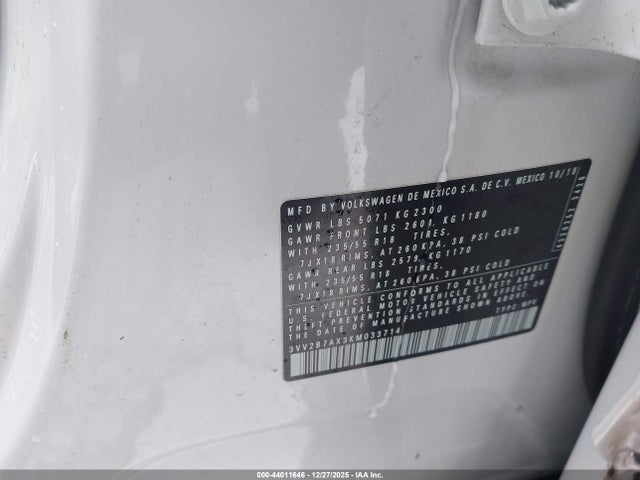 Продаж на аукціоні авто 2019 Volkswagen Tiguan 2.0t Se/2.0t Sel/2.0t Sel R-line/2.0t Sel R-line Black, vin: 3VV2B7AX3KM033714, номер лоту: 44011646