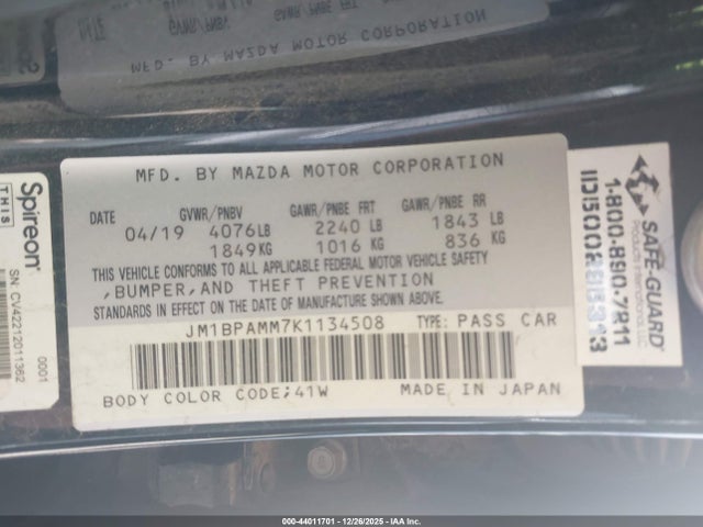 JM1BPAMM7K1134508 Mazda Mazda3 Preferred Package