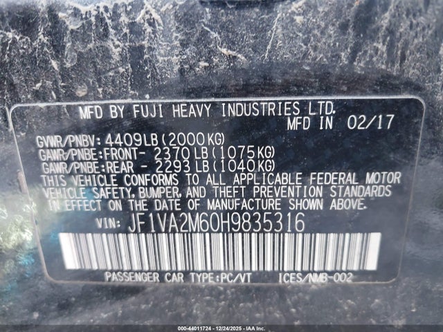 2017 SUBARU WRX STI JF1VA2M60H9835316 Photo 8