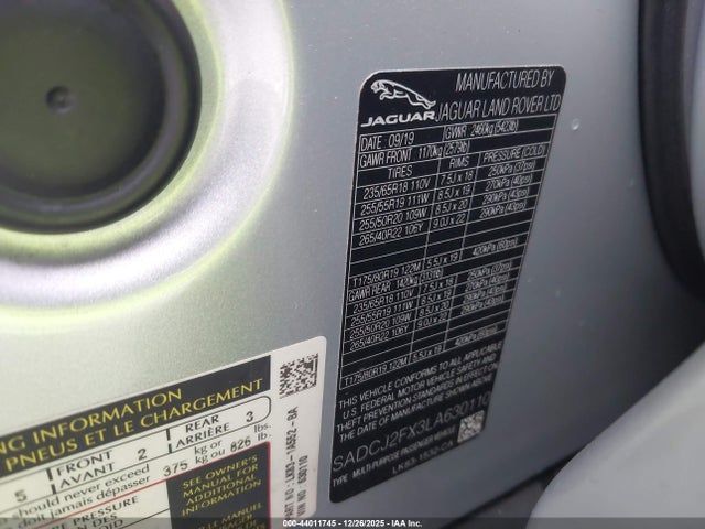 2020 JAGUAR F-PACE SADCJ2FX3LA630110 Photo 8