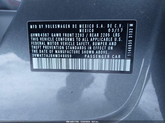 Продаж на аукціоні авто 2017 Volkswagen Jetta Gli, vin: 3VW4T7AJ8HM348059, номер лоту: 44011789