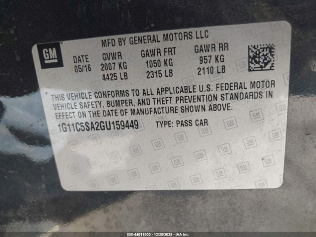 2016 CHEVROLET MALIBU LIMITED 1G11C5SA2GU159449 Photo 8