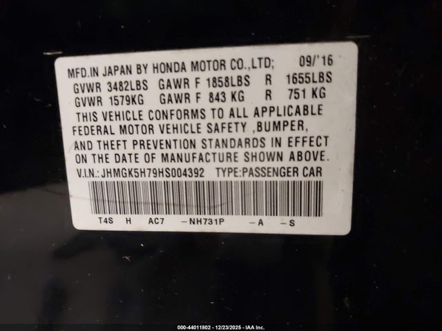 JHMGK5H79HS004392 Honda FIT EX