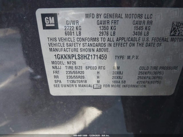 1GKKNPLS8HZ171459 GMC Acadia Denali