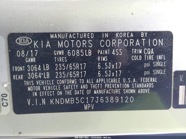 KNDMB5C17J6389120 KIA SEDONA LX