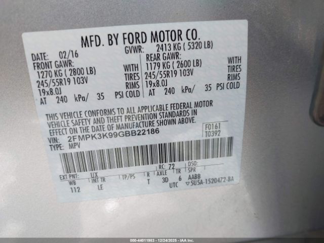 2016 FORD EDGE 2FMPK3K99GBB22186 Photo 8