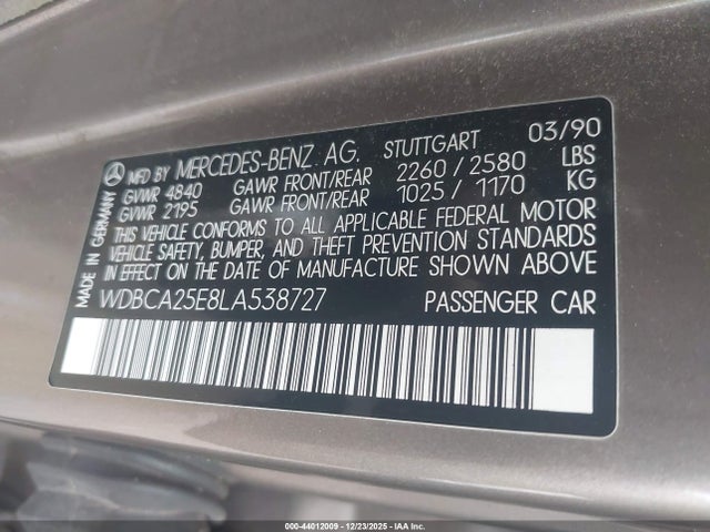 1990 MERCEDES-BENZ 300 WDBCA25E8LA538727 Photo 8