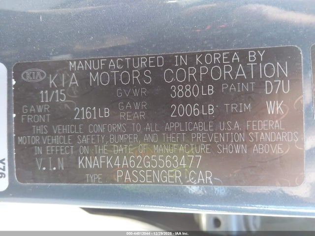 2016 KIA FORTE KNAFK4A62G5563477 Photo 8