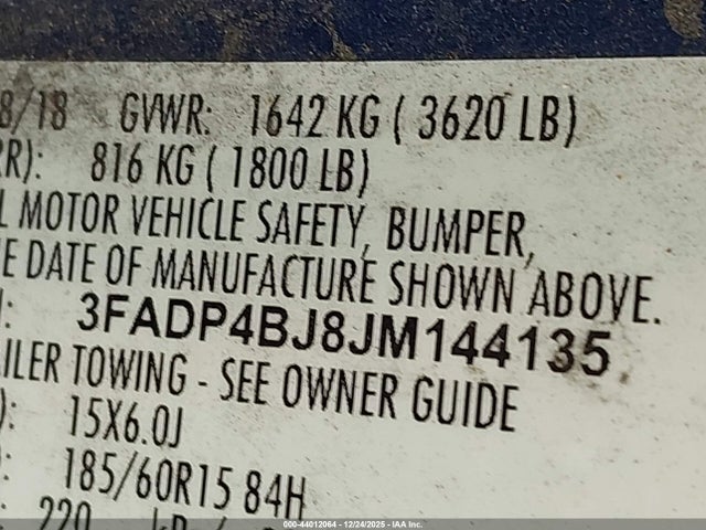 Ford FIESTA SE 2018 3FADP4BJ8JM144135 Image 9