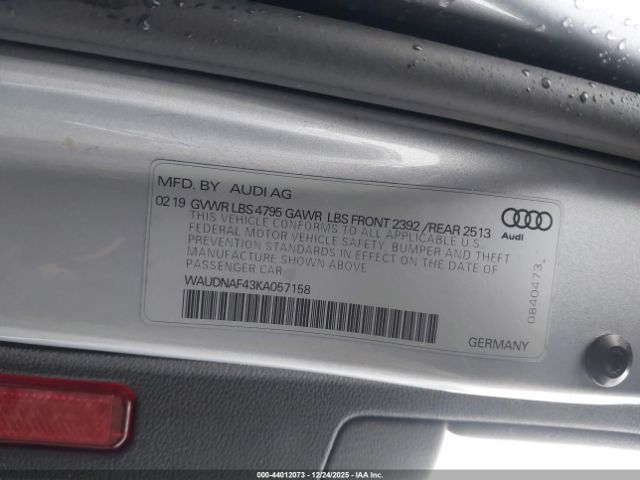 2019 AUDI A4 WAUDNAF43KA057158 Photo 8