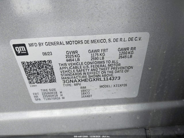 3GNAXHEGXRL114373 Chevrolet Equinox Fwd Ls
