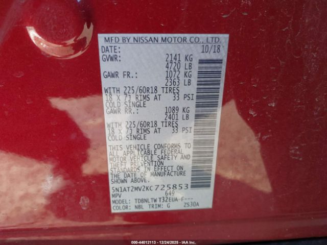 2019 NISSAN ROGUE 5N1AT2MV2KC725853 Photo 8