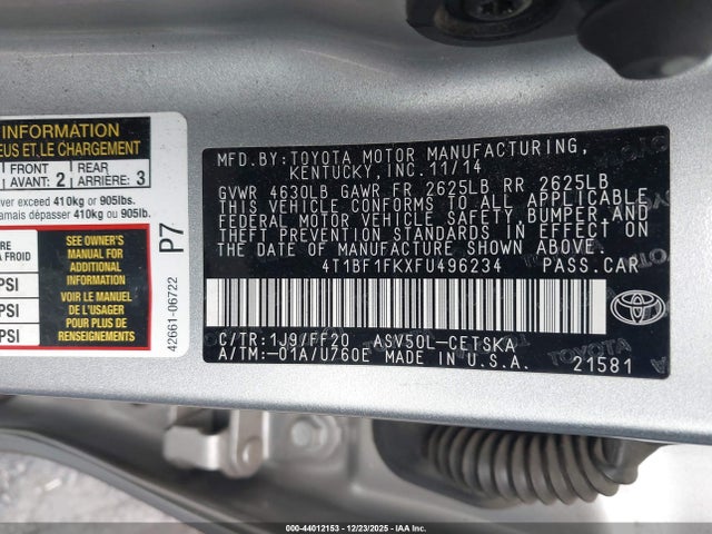 4T1BF1FKXFU496234 Toyota CAMRY SE