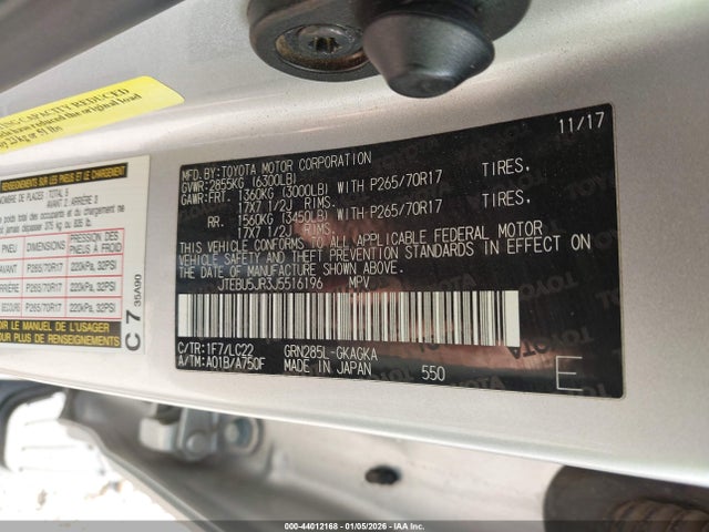 JTEBU5JR3J5516196 Toyota 4runner Trd Off Road Premium