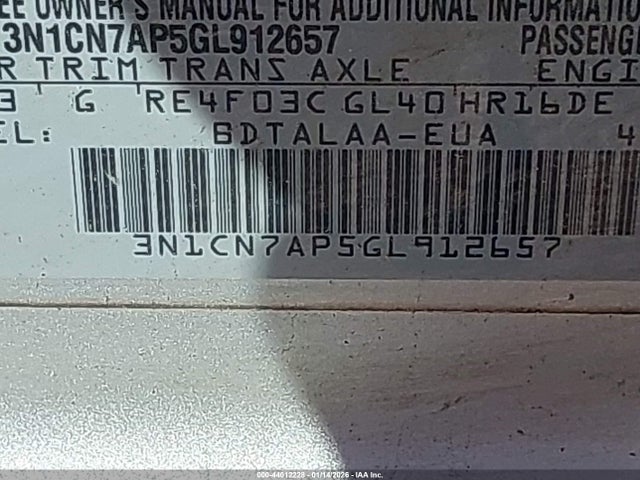 Nissan Versa 1.6 S 2016 3N1CN7AP5GL912657 Image 9