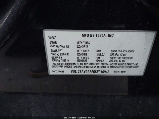 2025 TESLA MODEL Y 7SAYGAEE5SF216913 Photo 8