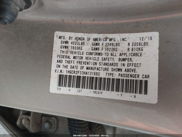 1HGCR2F33HA131690 Honda ACCORD LX