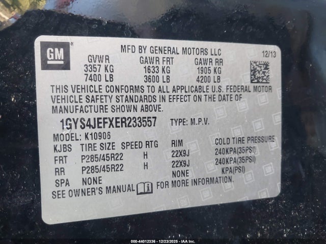 2014 CADILLAC ESCALADE ESV 1GYS4JEFXER233557 Photo 8