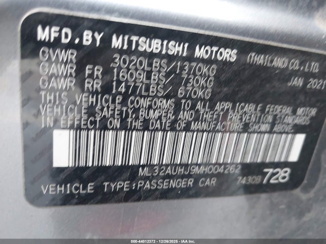 ML32AUHJ9MH004262 Mitsubishi Mirage Carbonite Edition/es/le