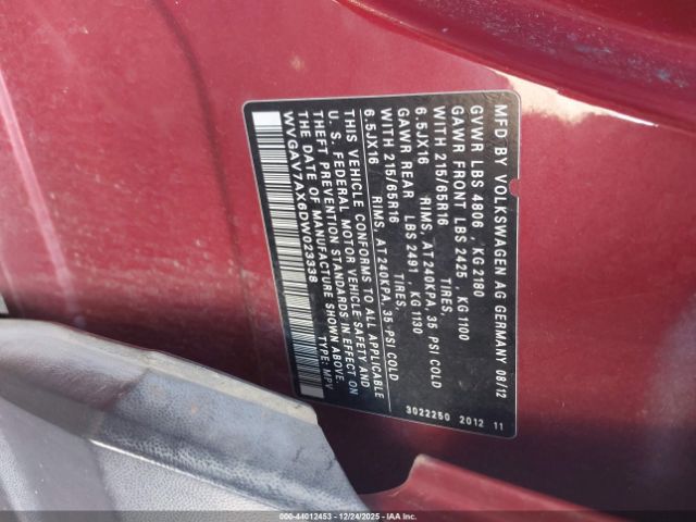 2013 VOLKSWAGEN TIGUAN WVGAV7AX6DW023338 Photo 8