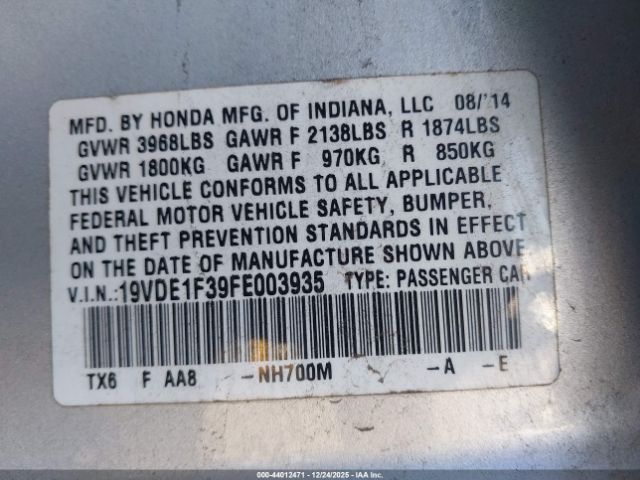 2015 ACURA ILX 19VDE1F39FE003935 Photo 8