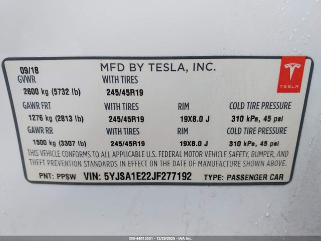 2018 TESLA MODEL S 5YJSA1E22JF277192 Photo 8